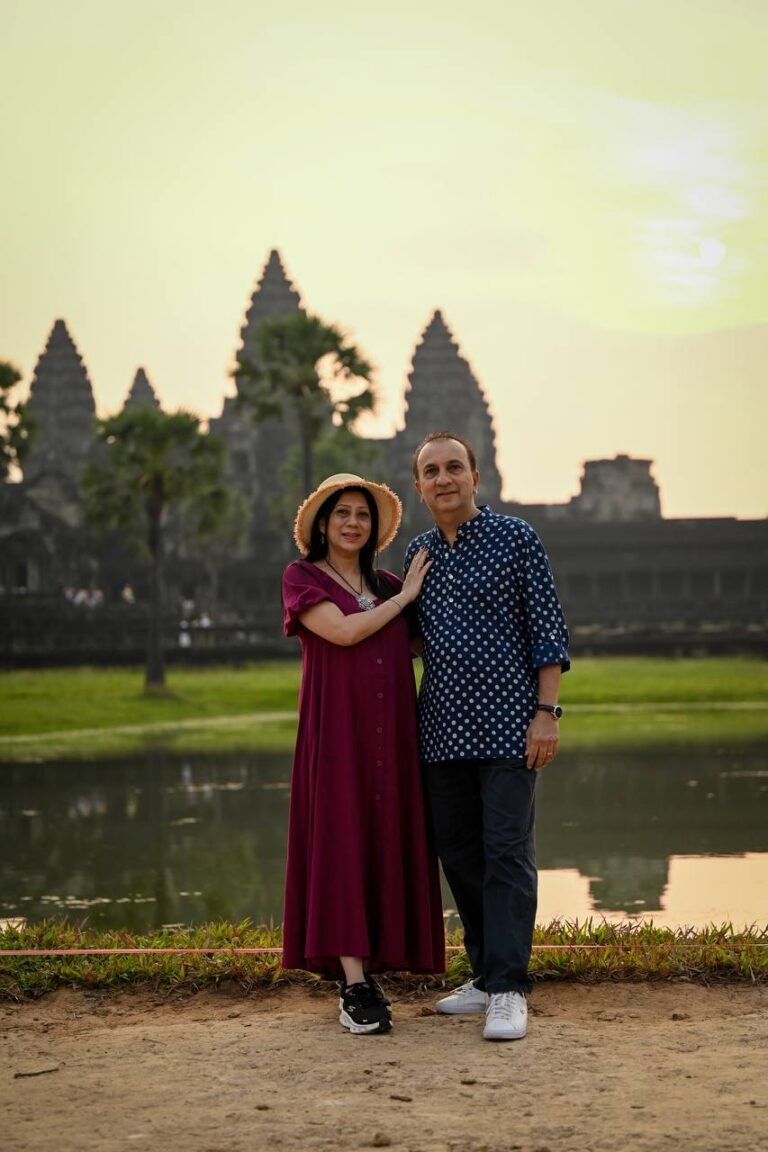 Couple photographed at sunrise during an Angkor Wat photoshoot